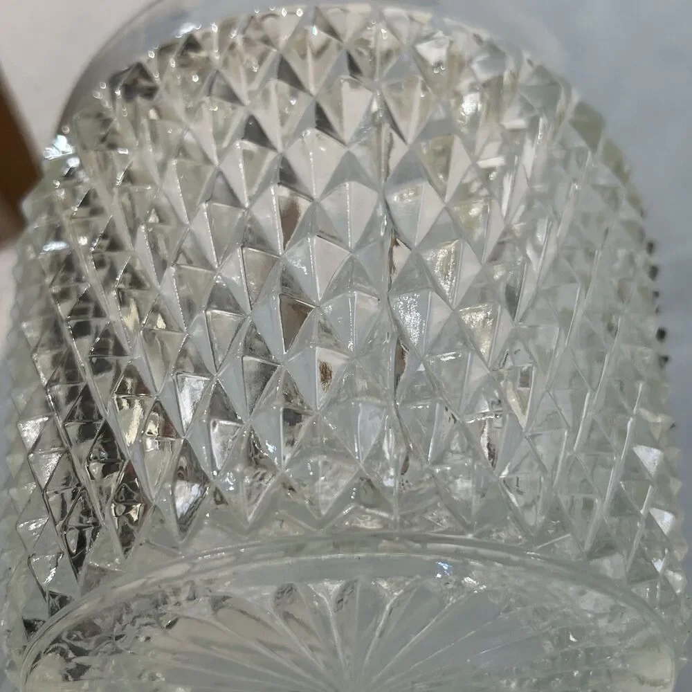 VINTAGE INDIANA GLASS CLEAR DIAMOND POINT ICE BUCKET